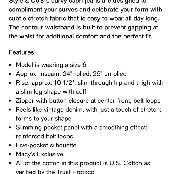 New with tags Plus size Style & Co Woman Jeans Curvy Fit - Picture 2 of 7